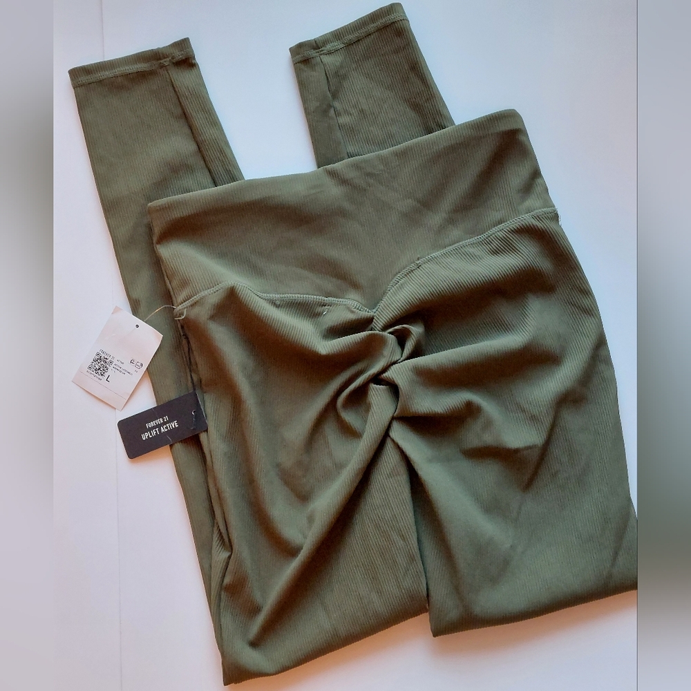 Forever 21 Uplift Active Leggings Warm Olive Green Size L